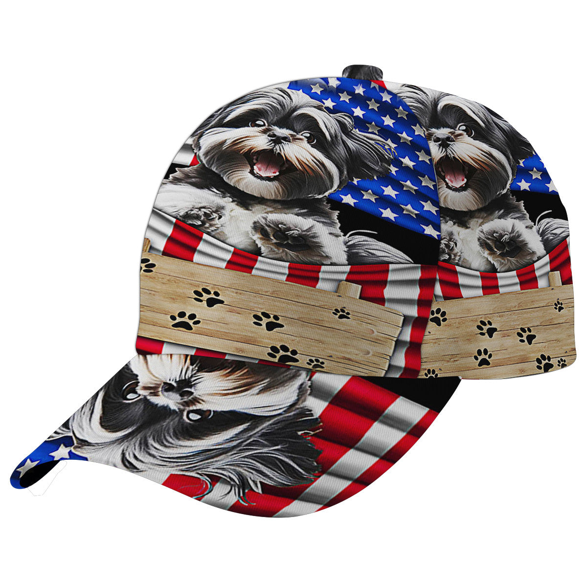 Shih Tzu Dog American flag Baseball Cap Hat