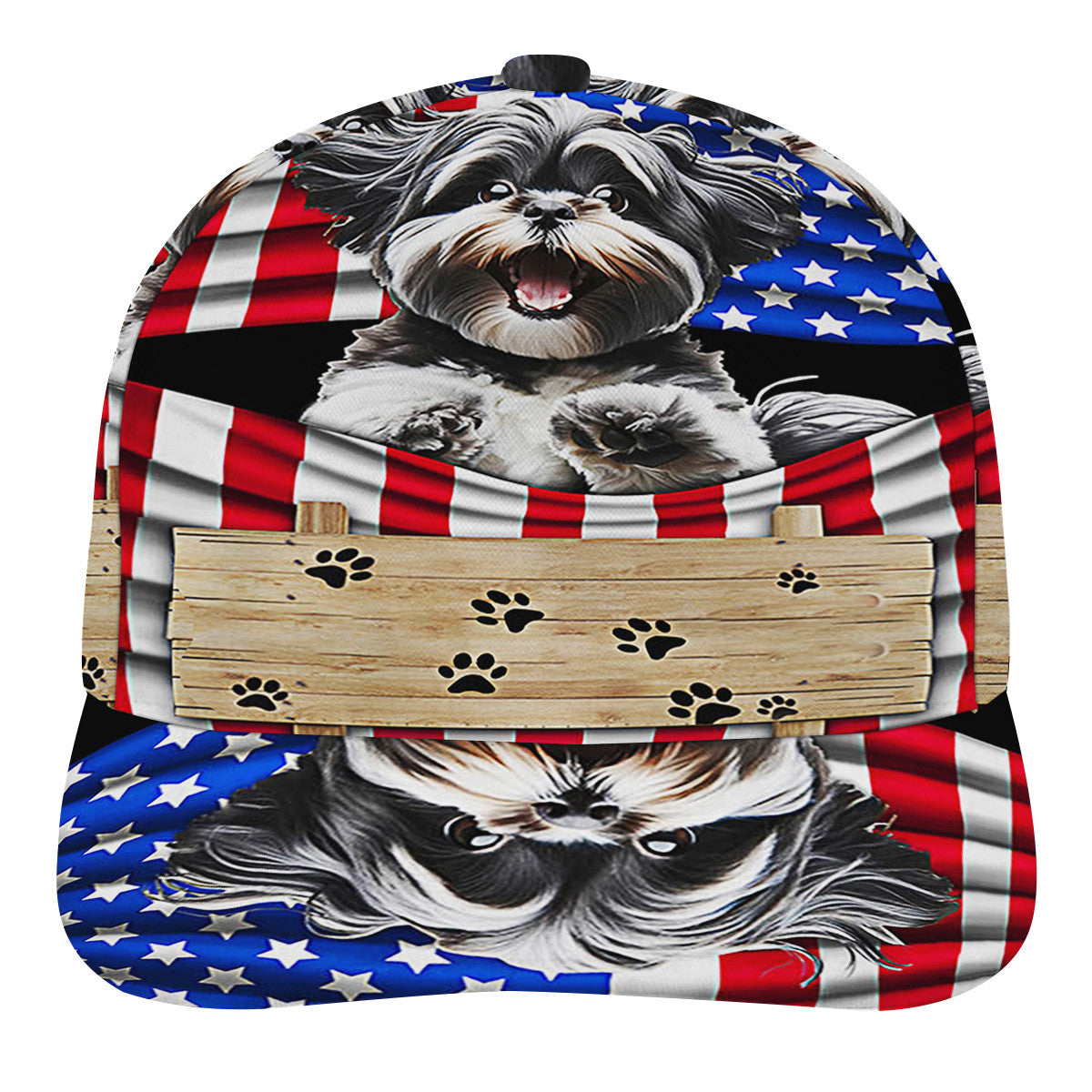 Shih Tzu Dog American flag Baseball Cap Hat