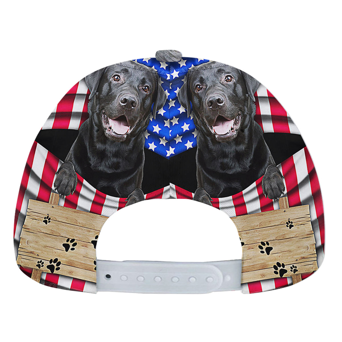 Black Labrador Dog American flag Baseball Cap Hat