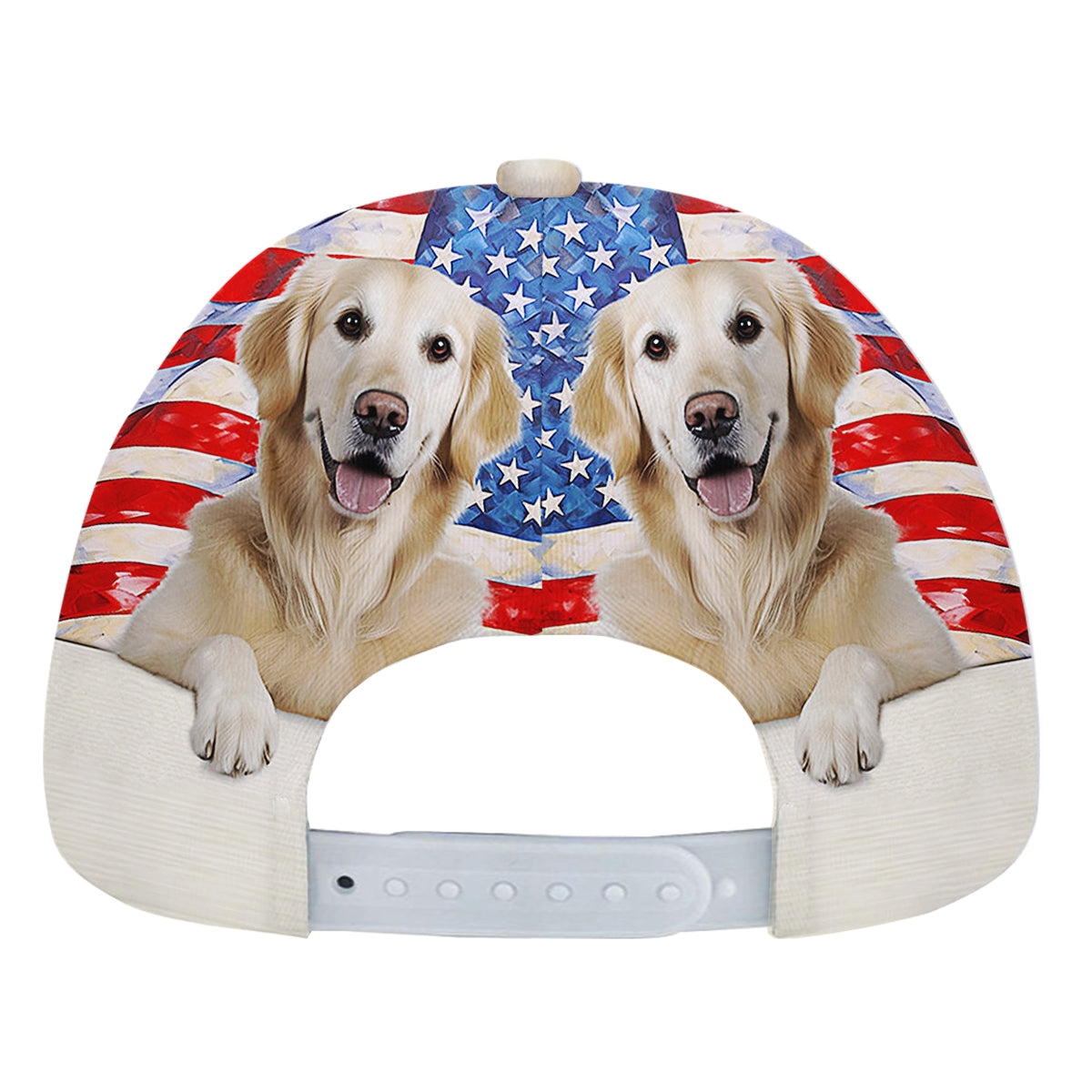 Golden Retriever Dog American flag Baseball Cap Hat