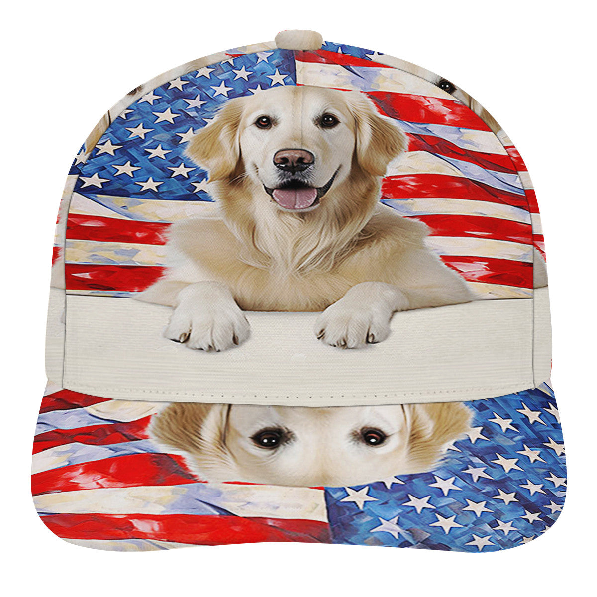 Golden Retriever Dog American flag Baseball Cap Hat