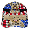Yorkshire Terrier Dog 4th of July American flag Baseball Cap Hat