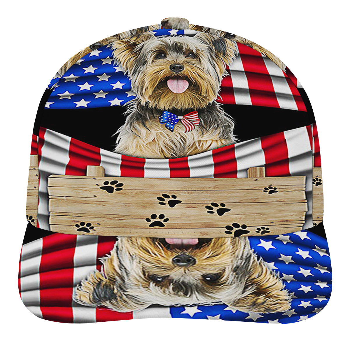 Yorkshire Terrier Dog 4th of July American flag Baseball Cap Hat