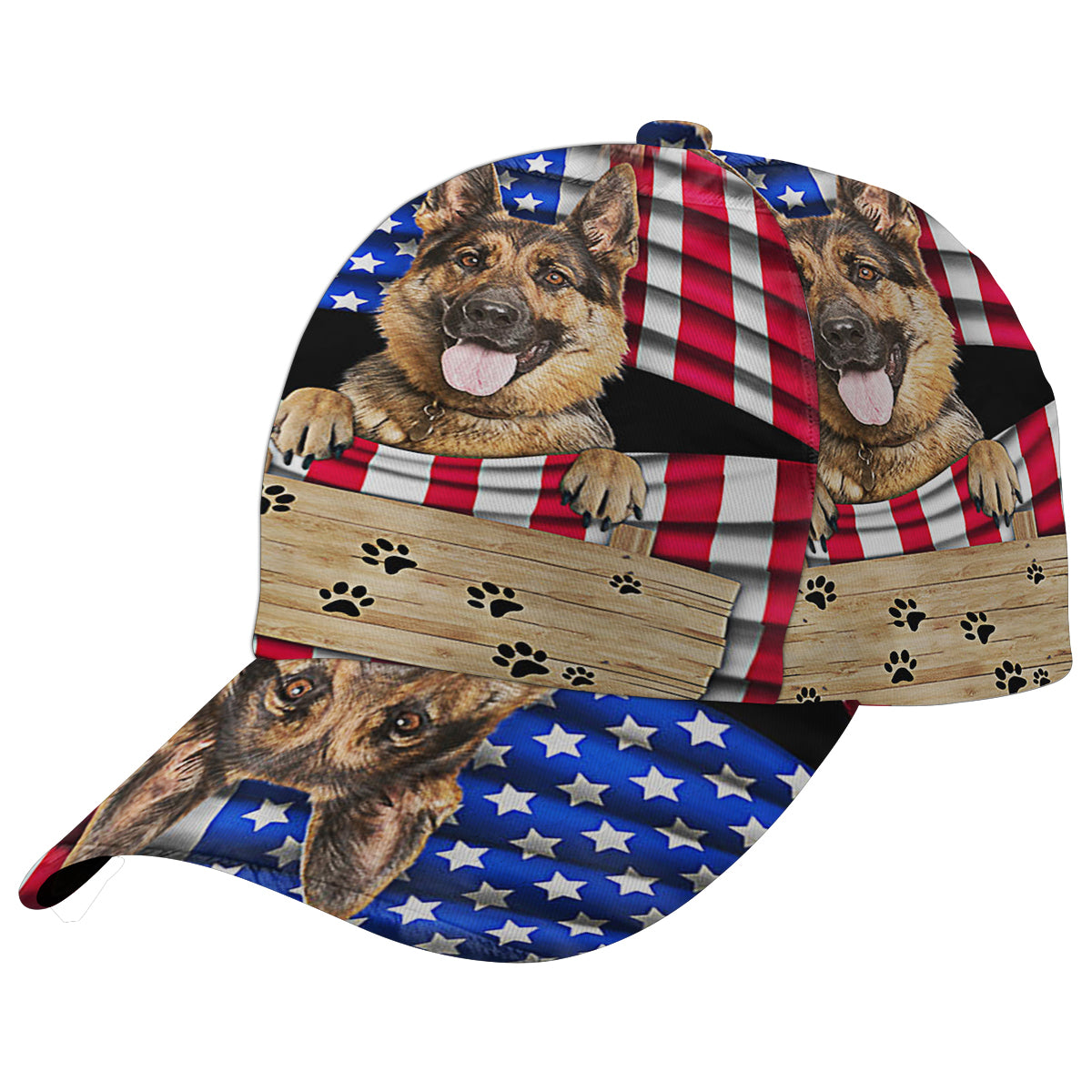 German Shepherd Dog American flag Baseball Cap Hat