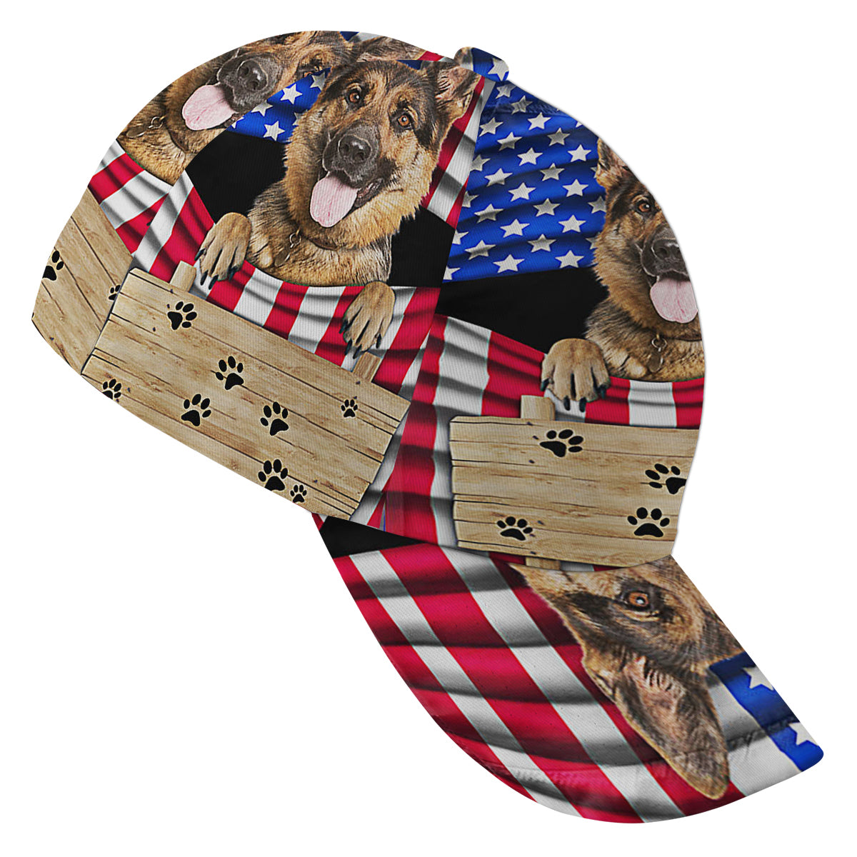 German Shepherd Dog American flag Baseball Cap Hat