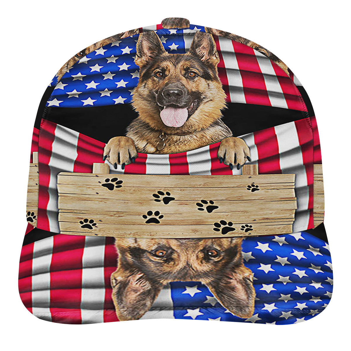 German Shepherd Dog American flag Baseball Cap Hat