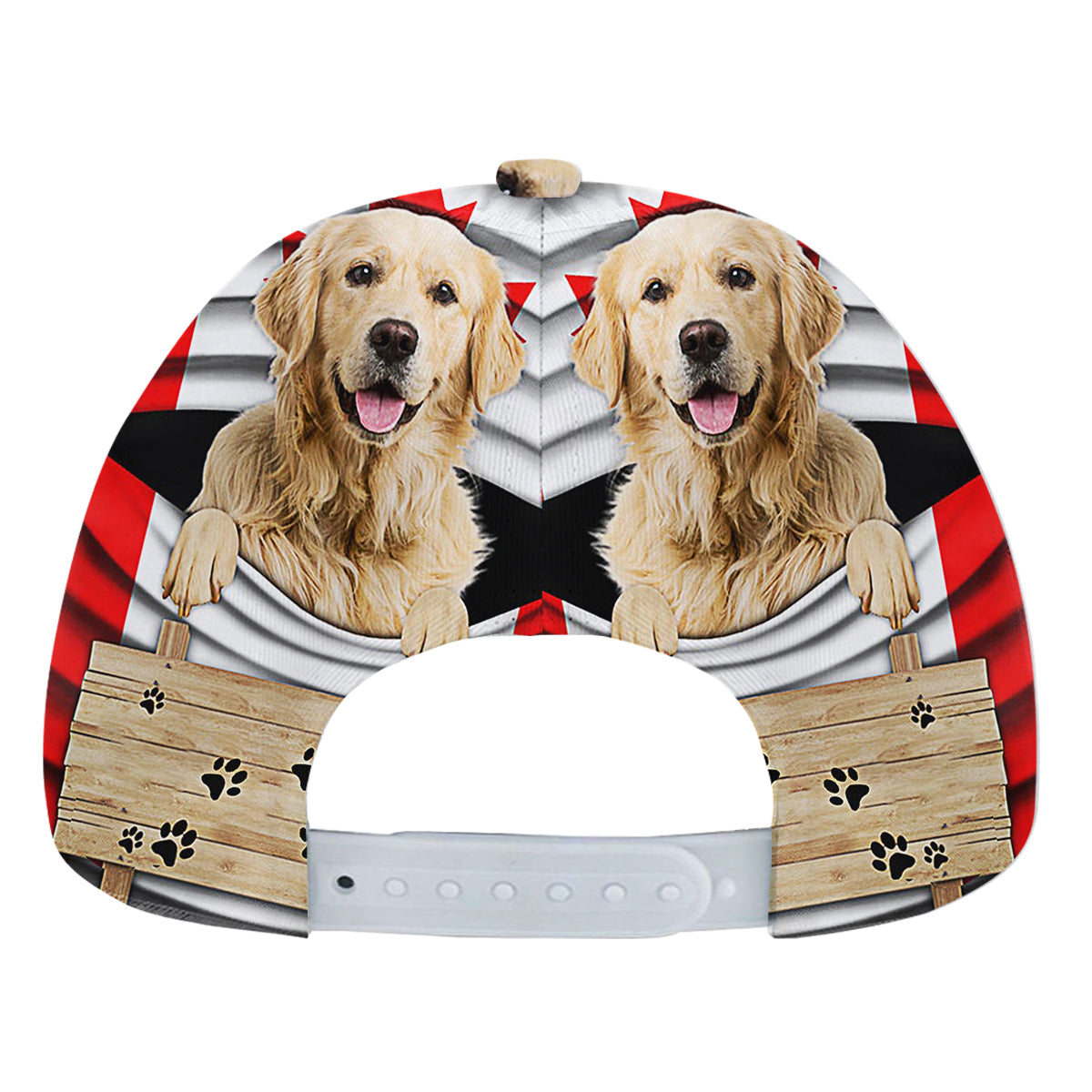 Golden Retriever Dog American flag Baseball Cap Hat