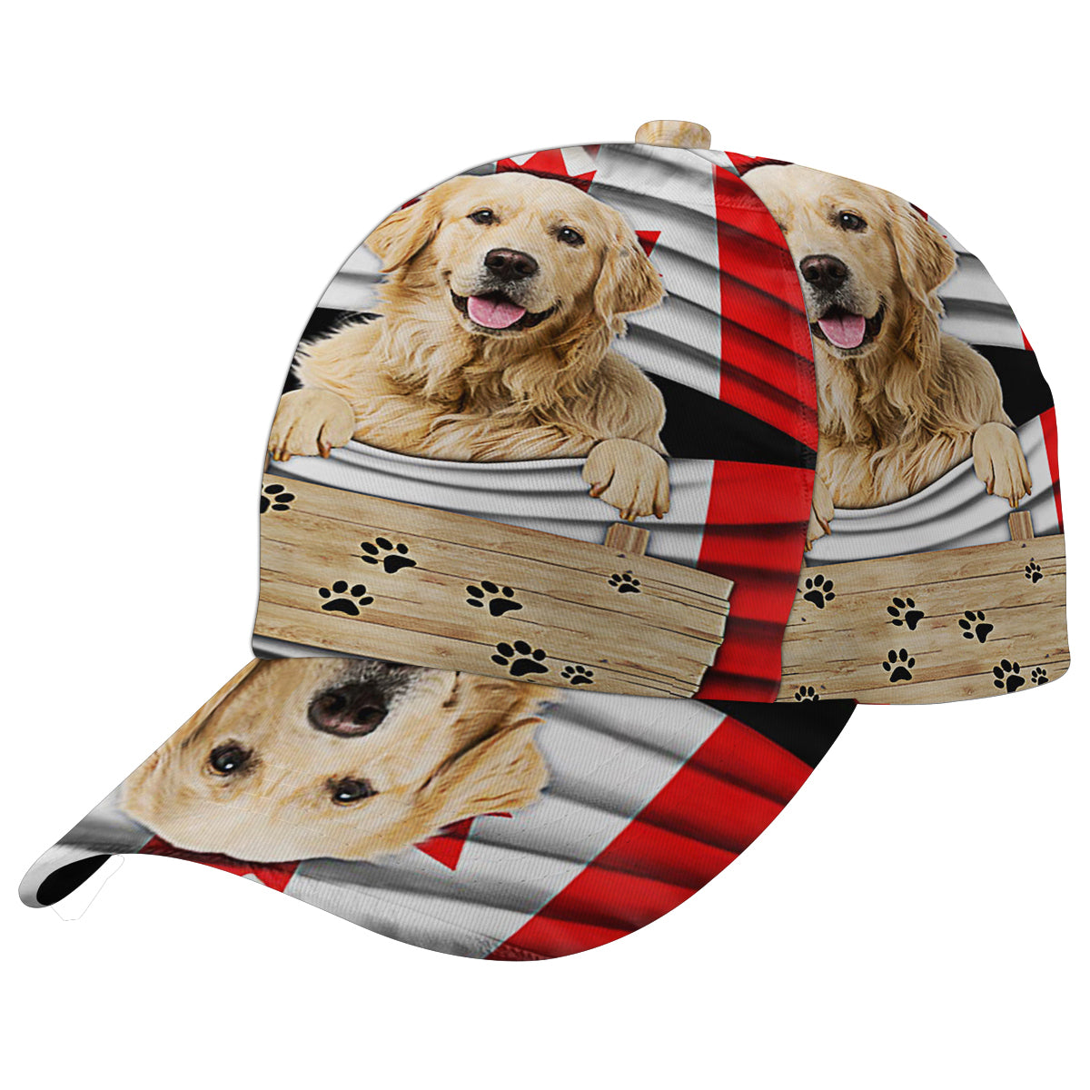 Golden Retriever Dog American flag Baseball Cap Hat