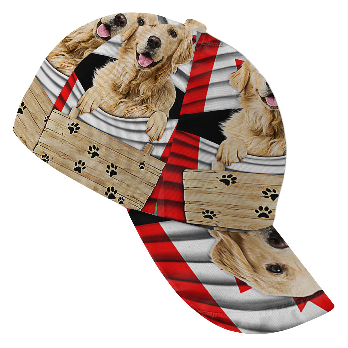Golden Retriever Dog American flag Baseball Cap Hat