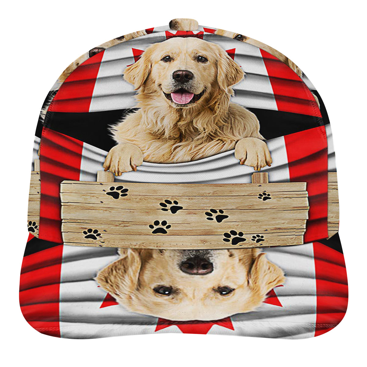 Golden Retriever Dog American flag Baseball Cap Hat