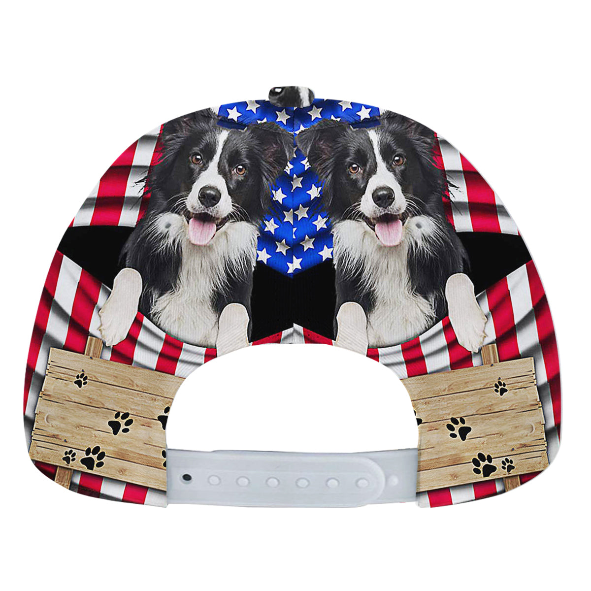 Border Collie Dog 4th of July American flag Baseball Cap Hat