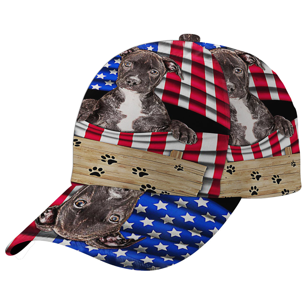 Pit Bull Dog 4th of July American flag Baseball Cap Hat