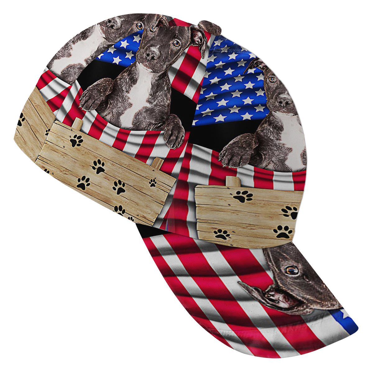 Pit Bull Dog 4th of July American flag Baseball Cap Hat