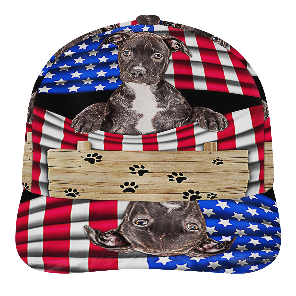 Pit Bull Dog 4th of July American flag Baseball Cap Hat