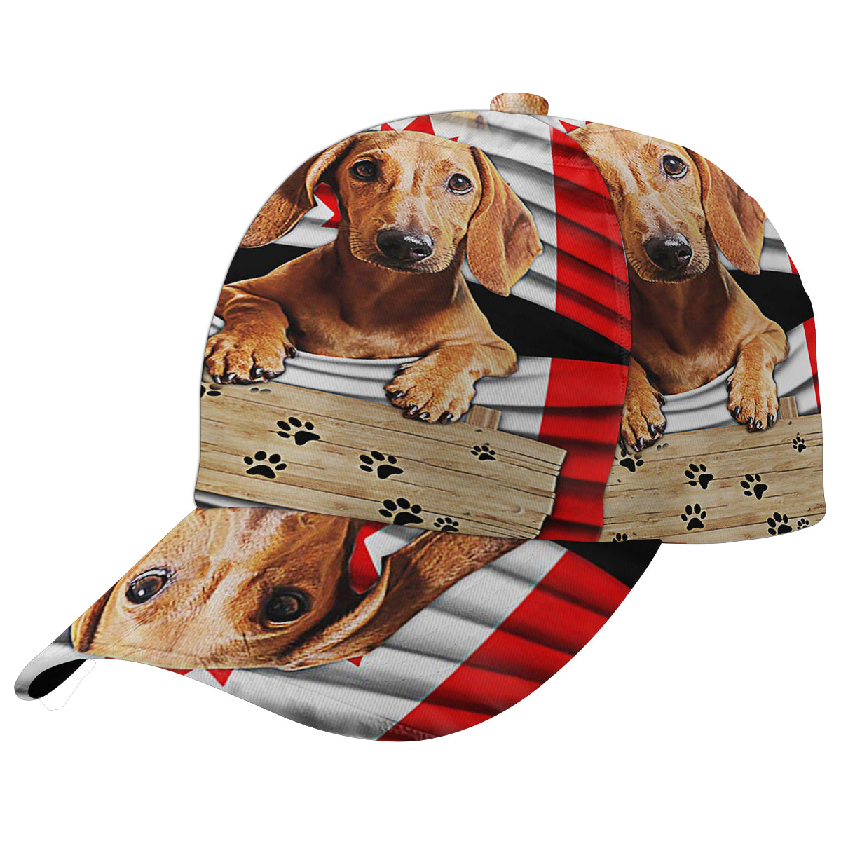 Red Dachshund Dog Canada Baseball Cap Hat