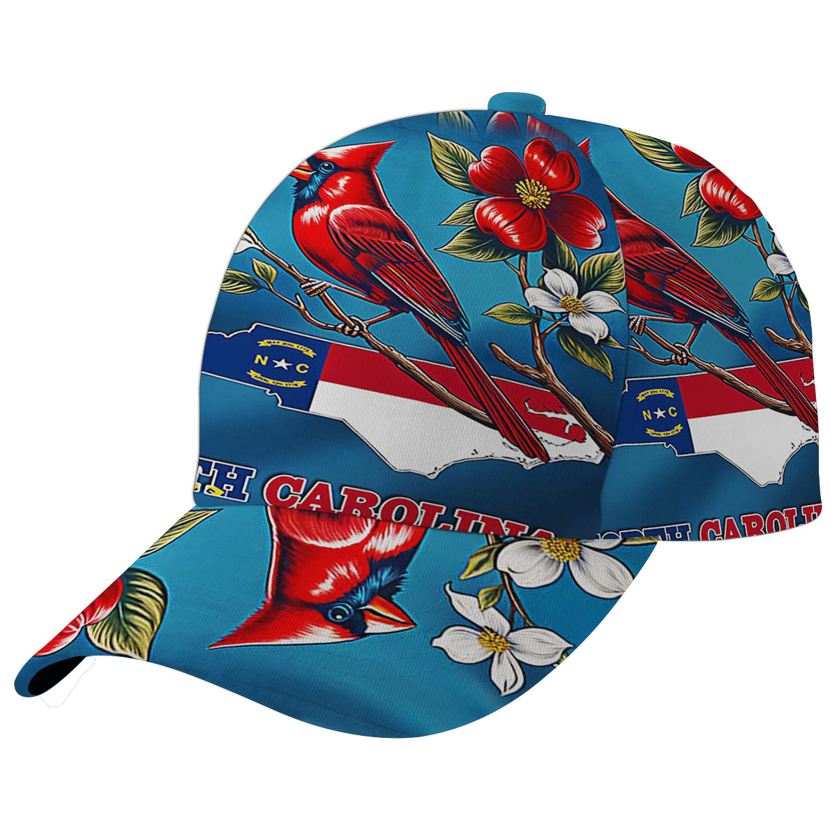 North Carolina Stte Cardinal and Dogwood Flowers Baseball Cap Hat