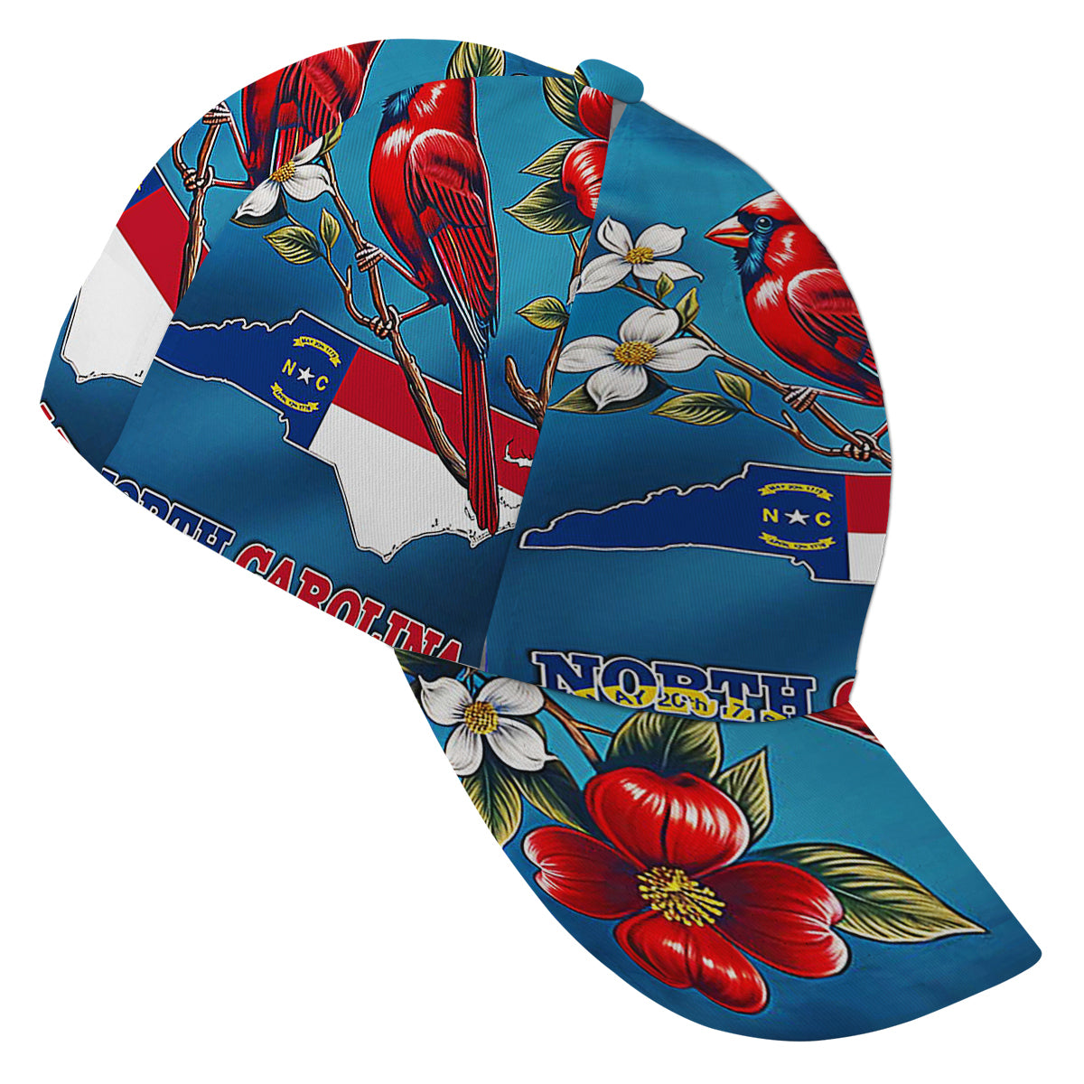 North Carolina Stte Cardinal and Dogwood Flowers Baseball Cap Hat