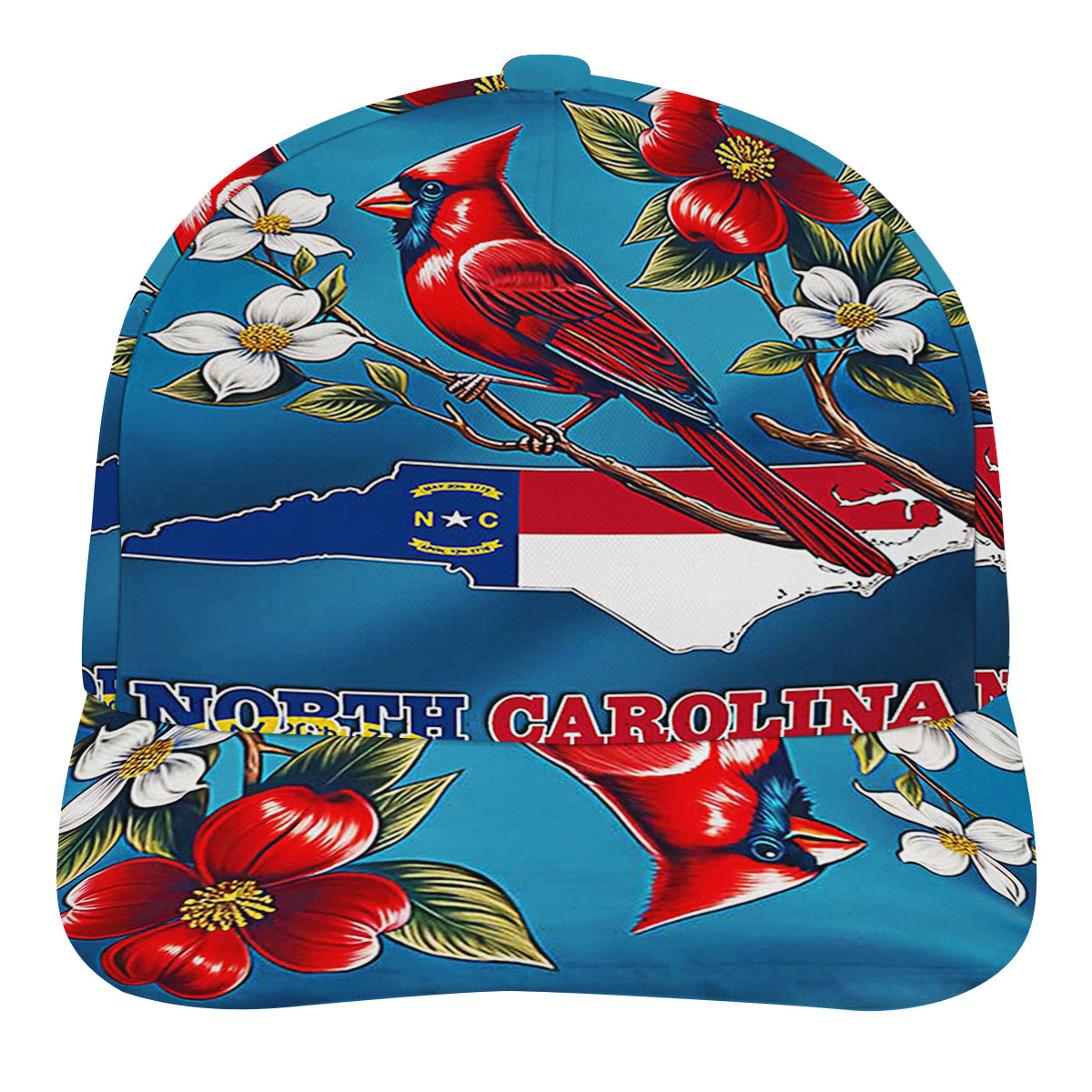 North Carolina Stte Cardinal and Dogwood Flowers Baseball Cap Hat