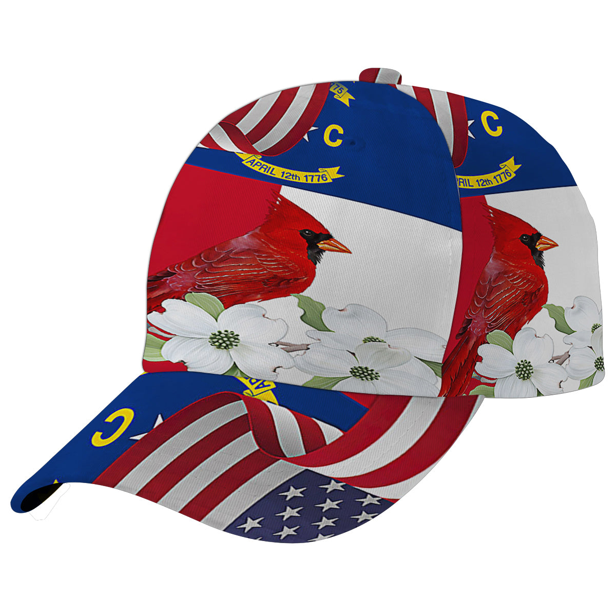 North Carolina Stte Cardinal and Dogwood Flower Baseball Cap Hat