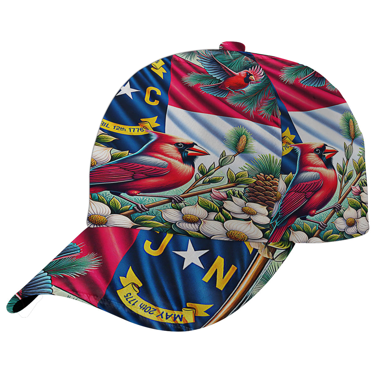North Carolina Stte Cardinal and Dogwood Flower Baseball Cap Hat