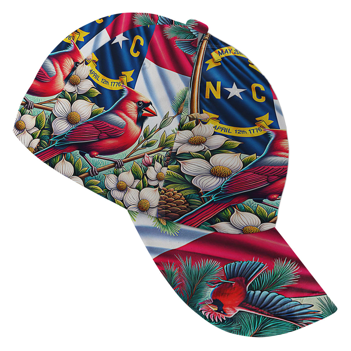 North Carolina Stte Cardinal and Dogwood Flower Baseball Cap Hat