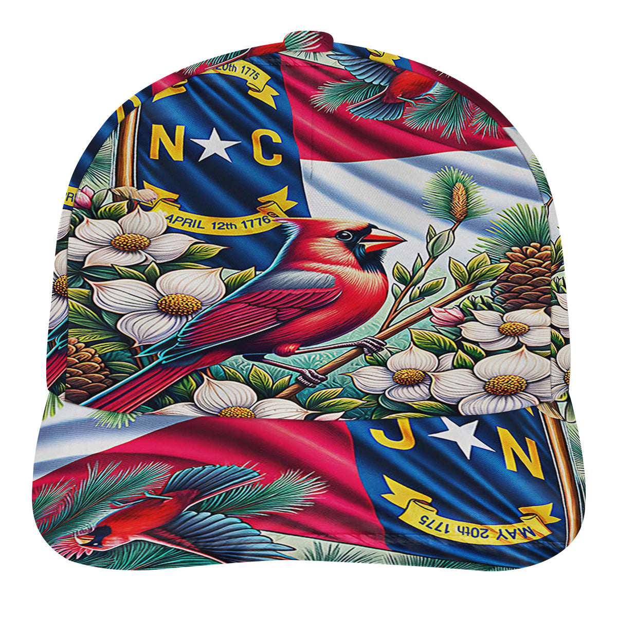 North Carolina Stte Cardinal and Dogwood Flower Baseball Cap Hat