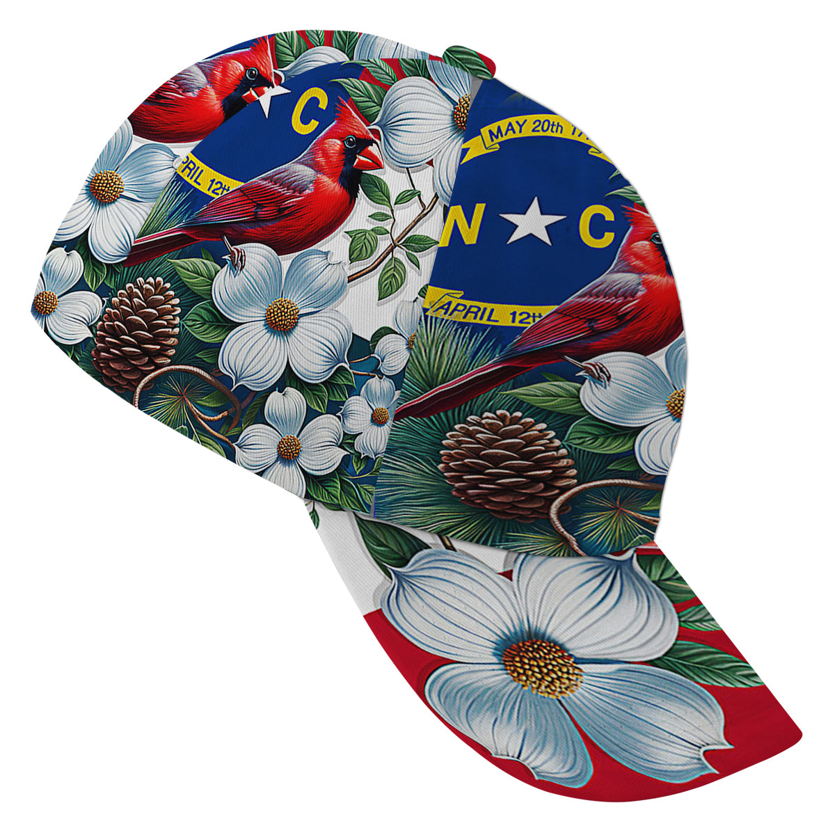 North Carolina Stte Cardinal and Dogwood Flower Baseball Cap Hat