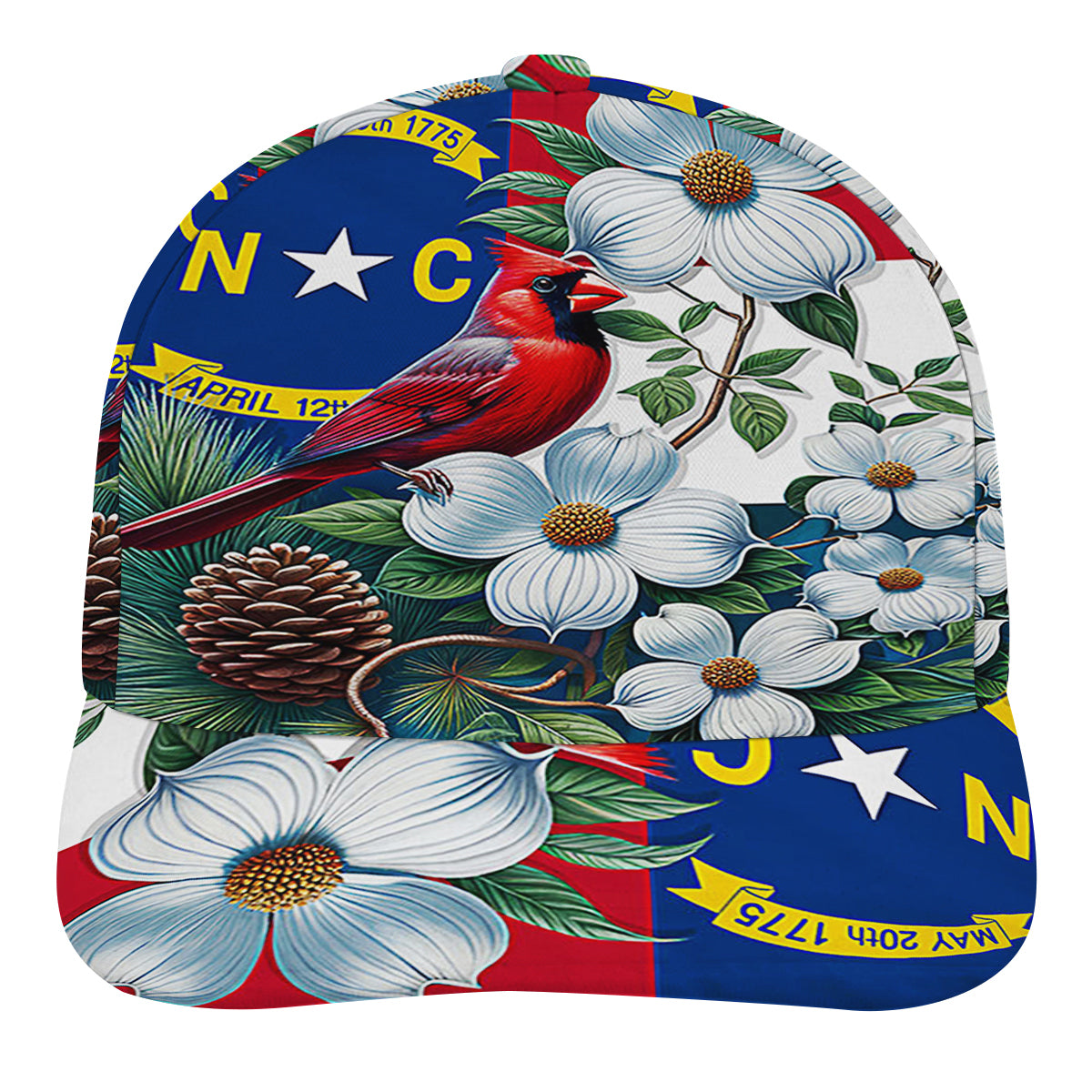 North Carolina Stte Cardinal and Dogwood Flower Baseball Cap Hat