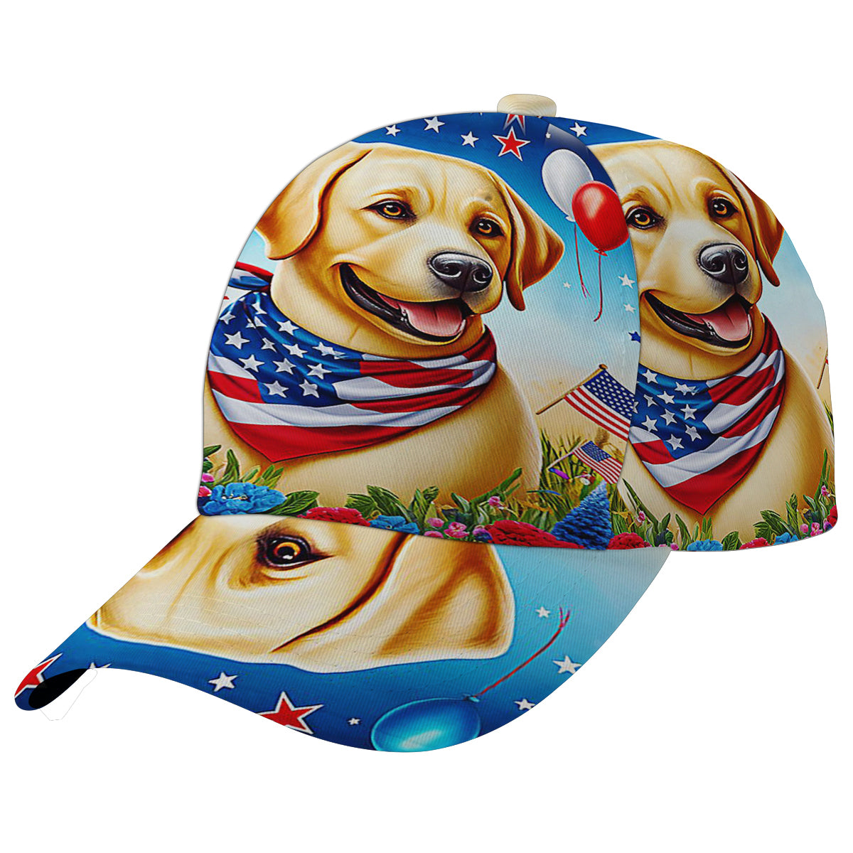 Patriotic Yellow Labrador Retriever Dog 4th Of July Baseball Cap Hat