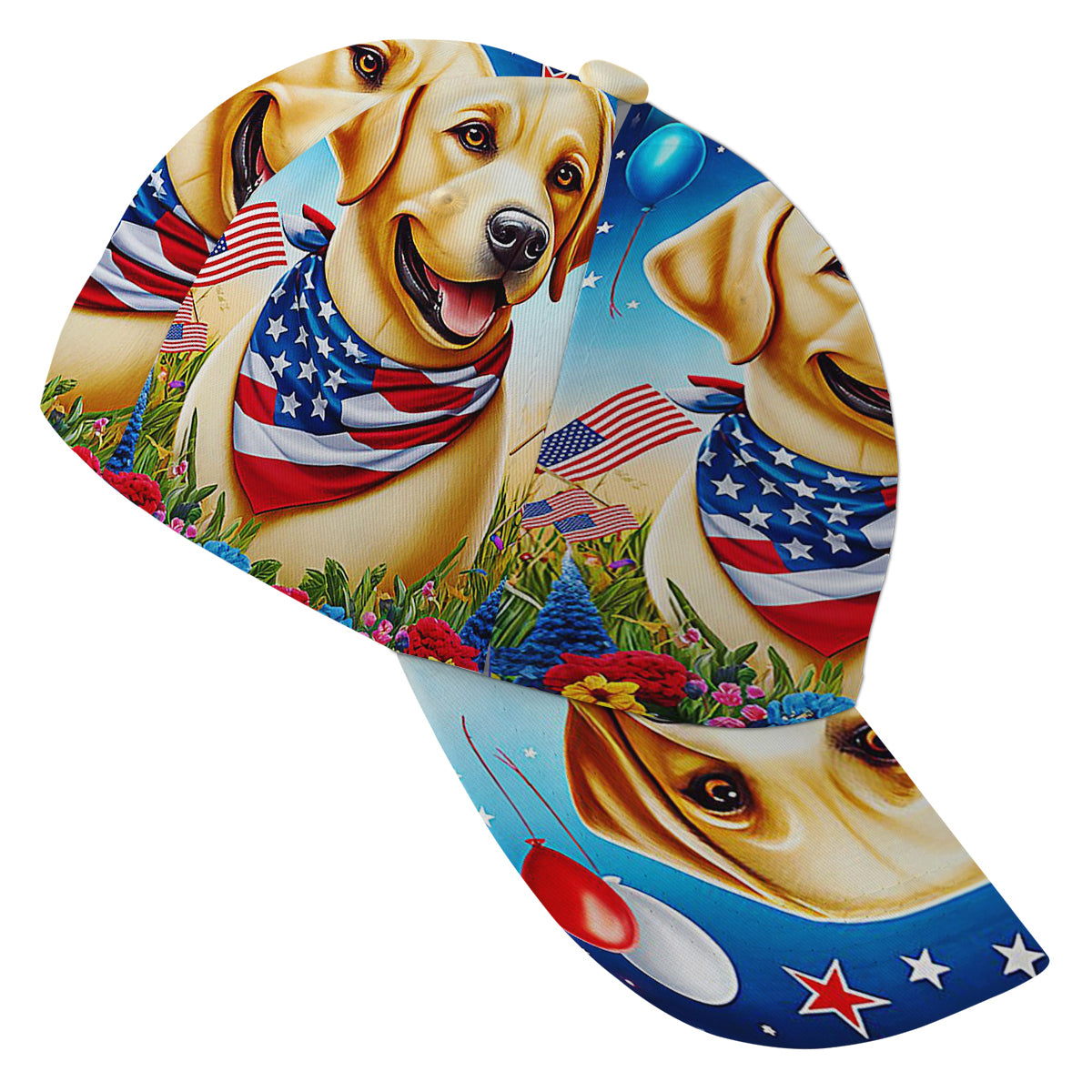 Patriotic Yellow Labrador Retriever Dog 4th Of July Baseball Cap Hat