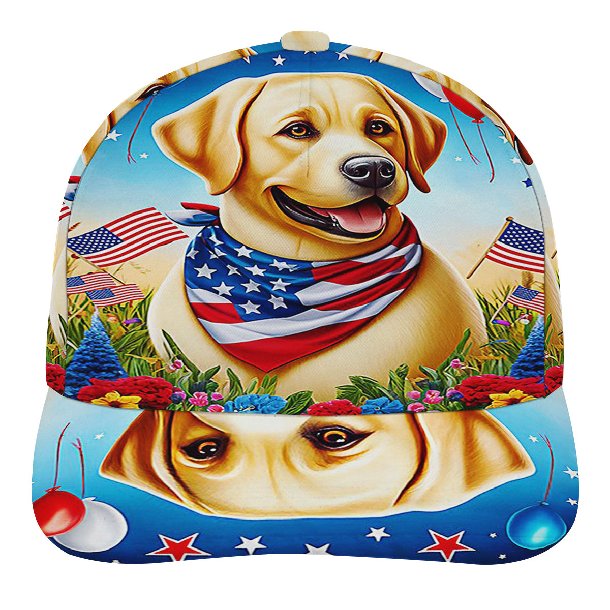 Patriotic Yellow Labrador Retriever Dog 4th Of July Baseball Cap Hat