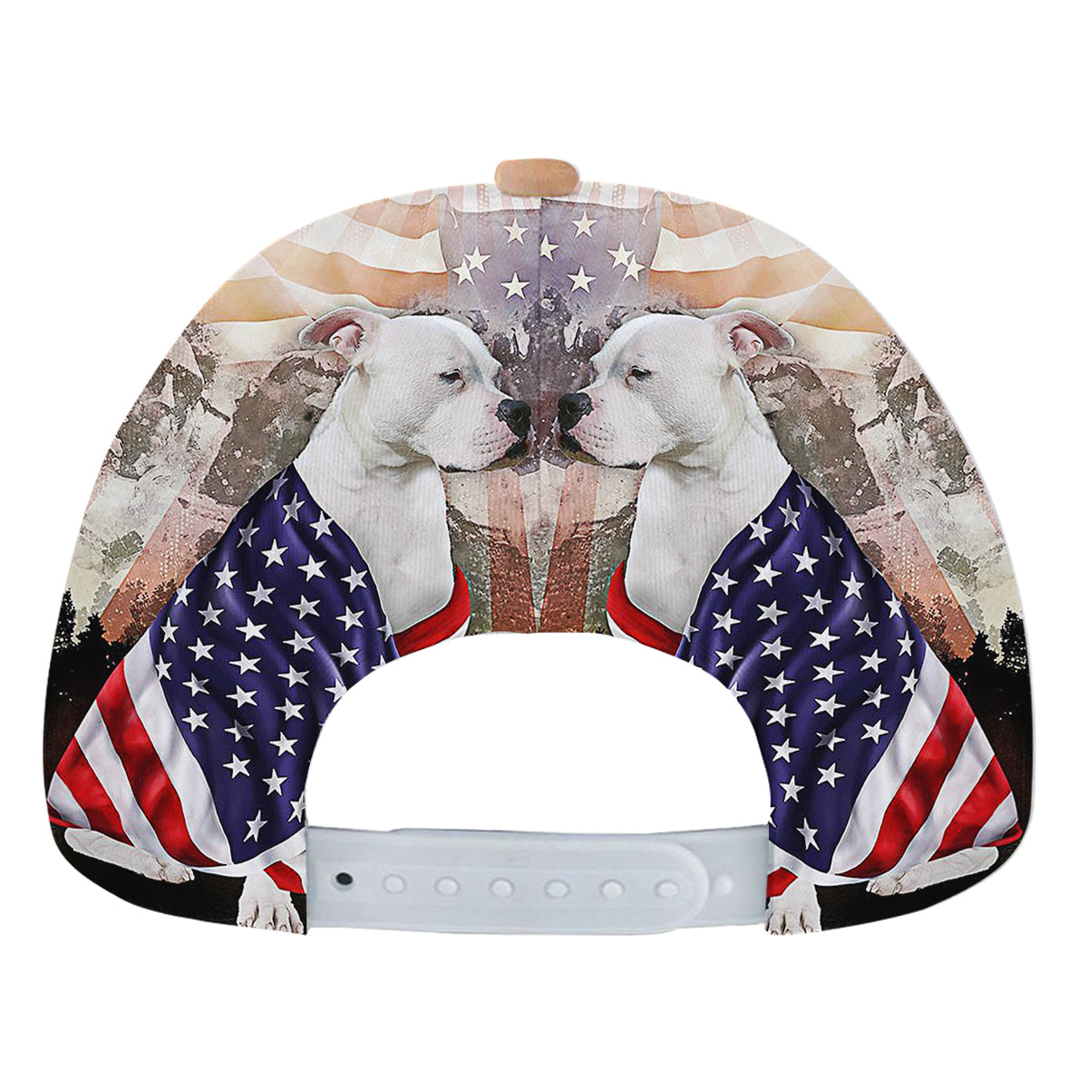Patriotic American flag Bulldog With Mount Rushmore Baseball Cap Hat
