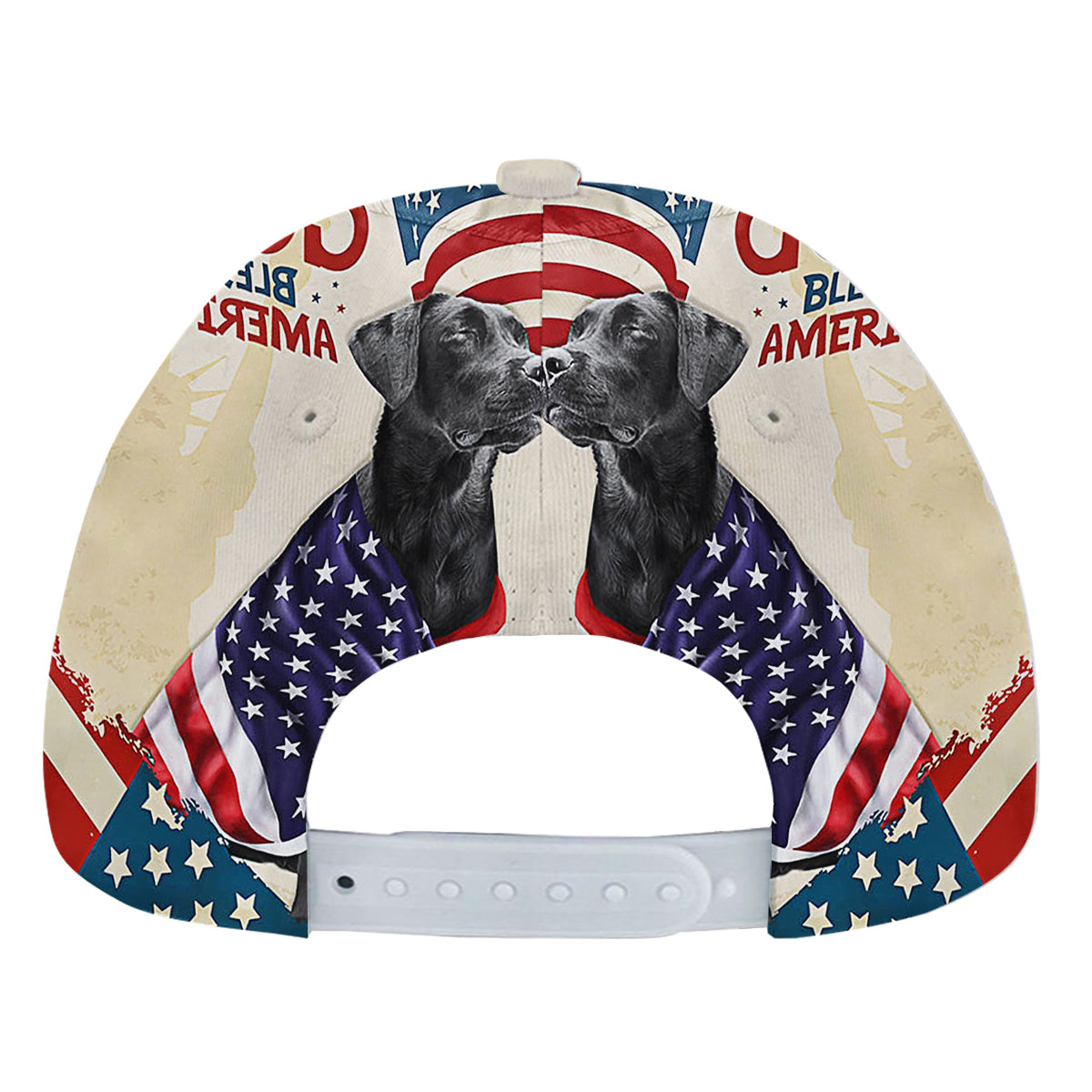 Patriotic Black Labrador Dog God Bless America American flag Baseball Cap Hat
