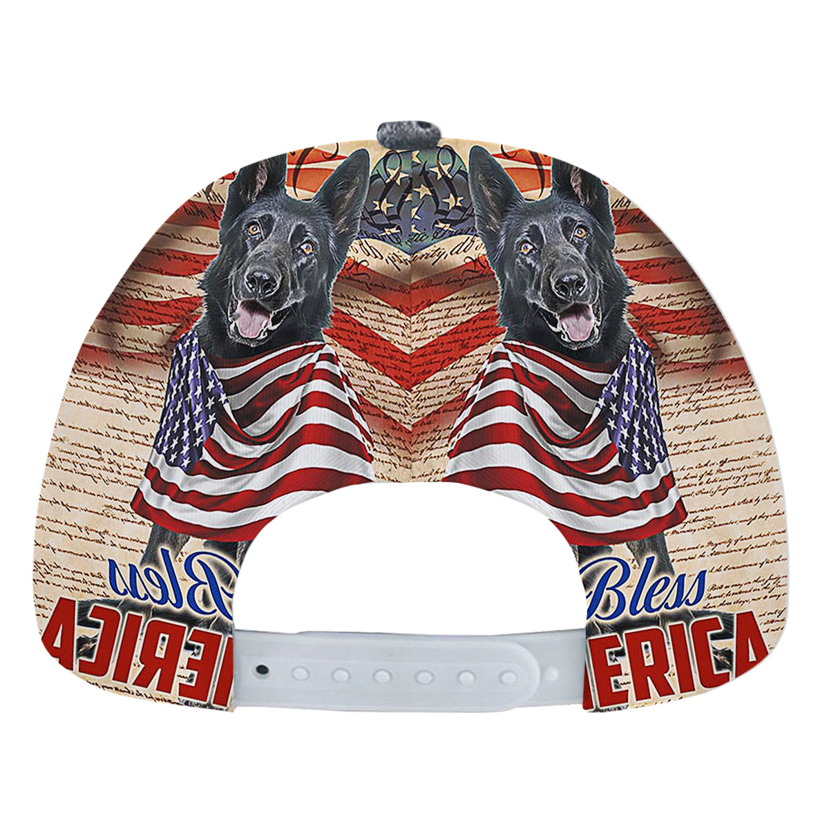 Patriotic Black German Shepherd Dog 4th Of July God Bless America Baseball Cap Hat