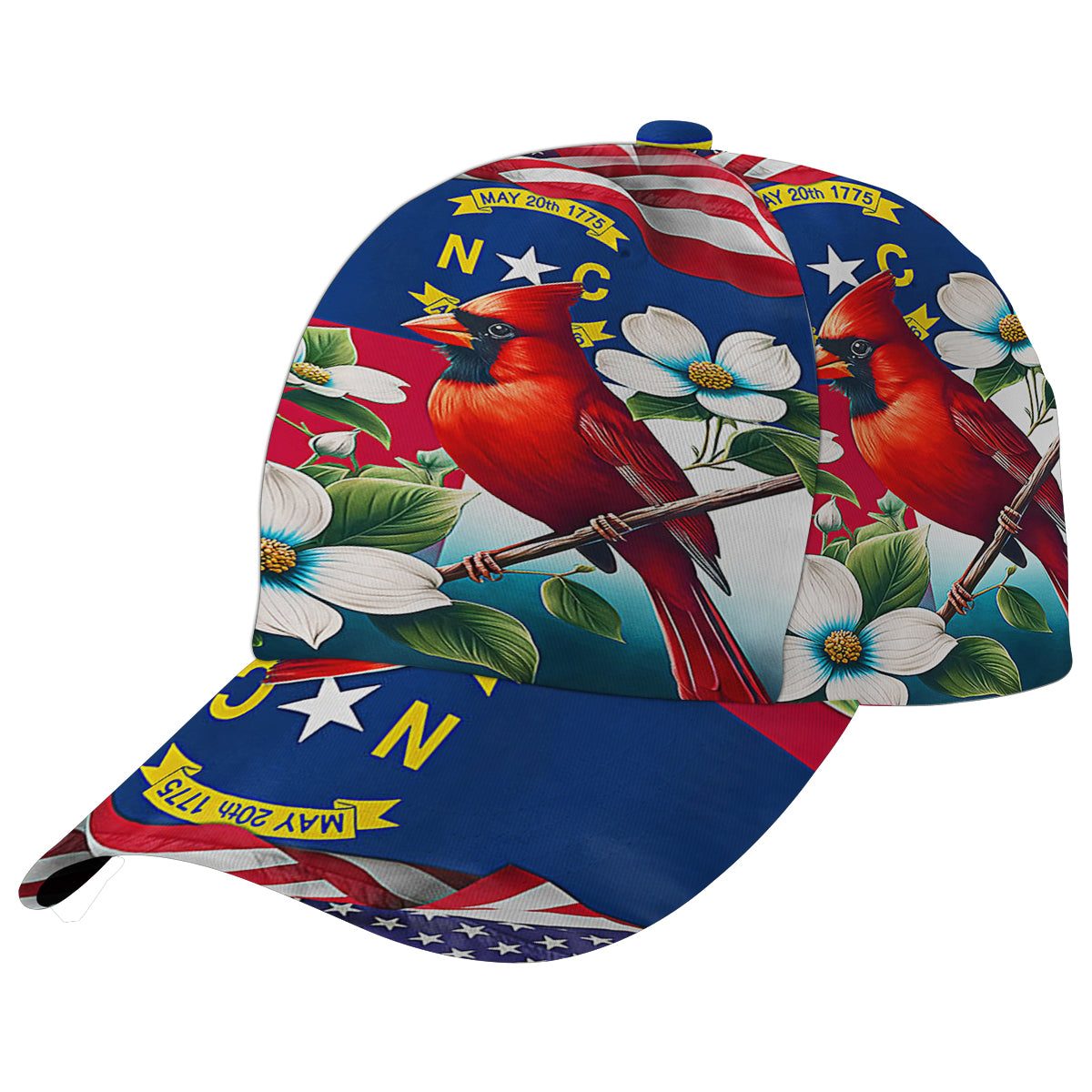 North Carolina Stte Dogwood Flower and Cardinal Baseball Cap Hat