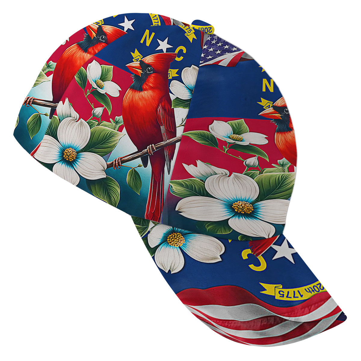 North Carolina Stte Dogwood Flower and Cardinal Baseball Cap Hat