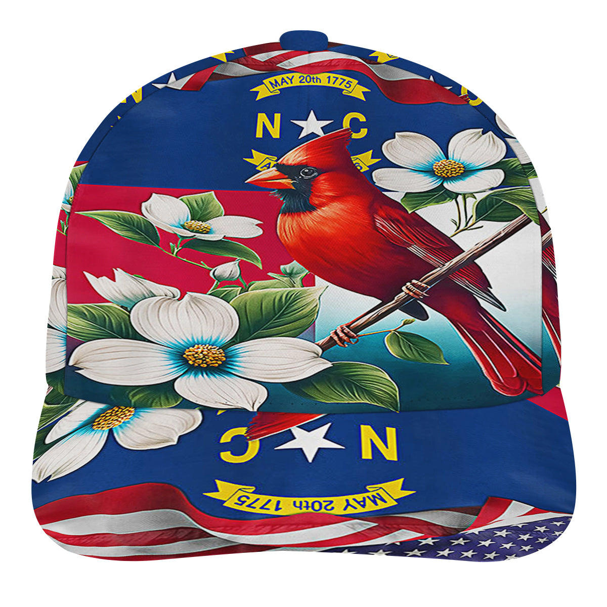North Carolina Stte Dogwood Flower and Cardinal Baseball Cap Hat