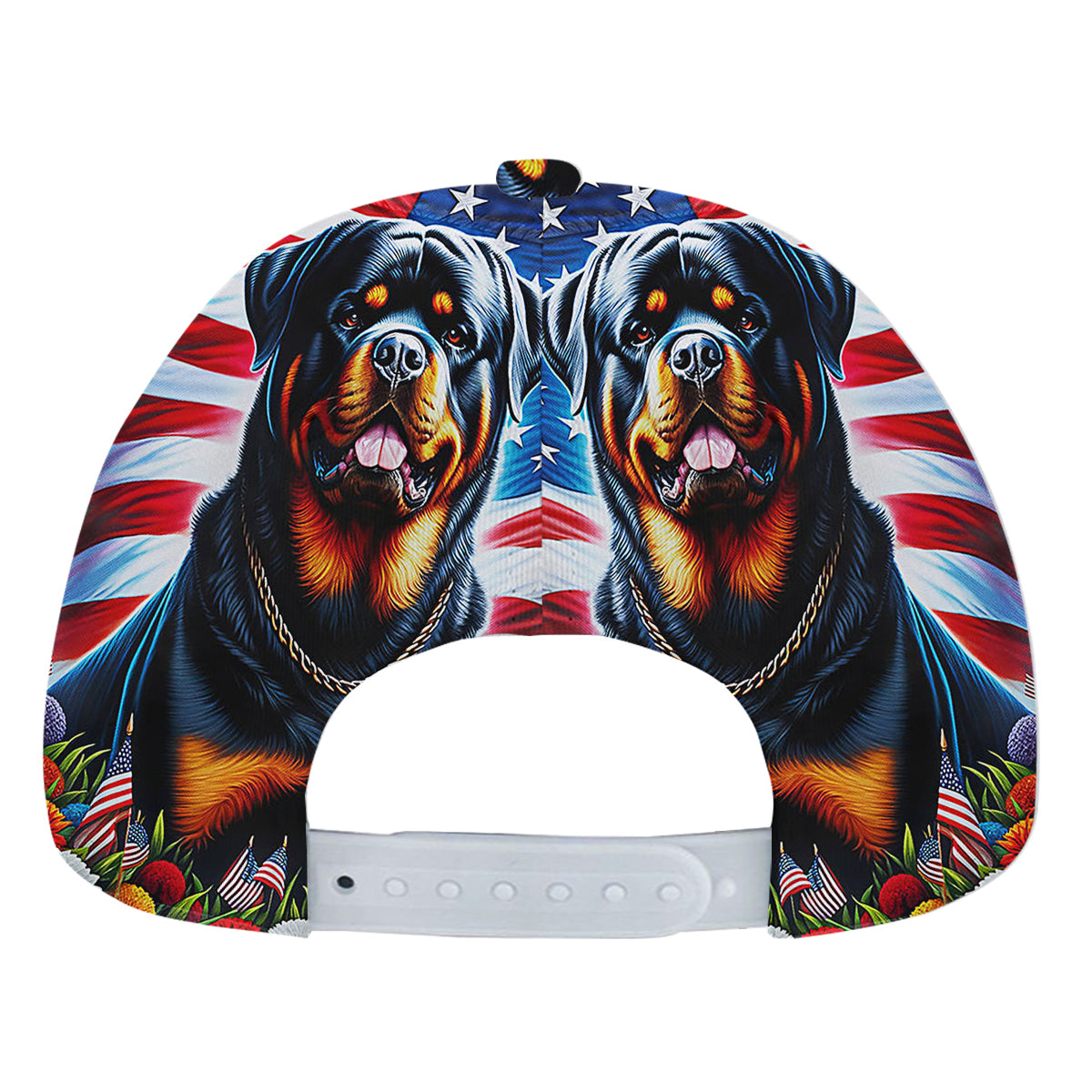 Patriotic Rottweiler Dog American flag Baseball Cap Hat