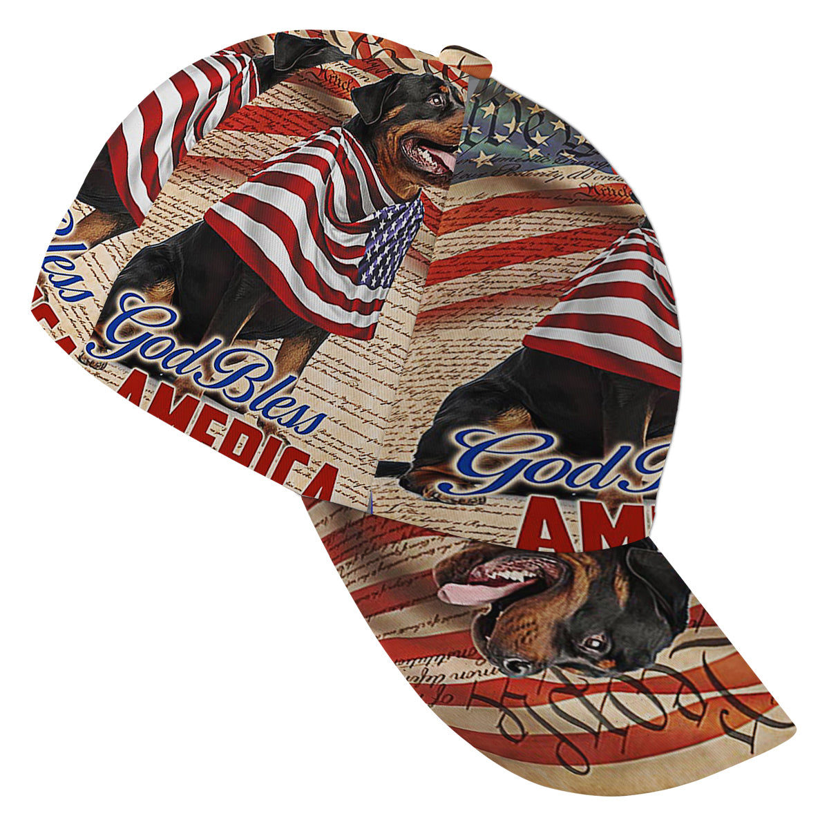 Patriotic Rottweiler Dog 4th Of July God Bless America Baseball Cap Hat