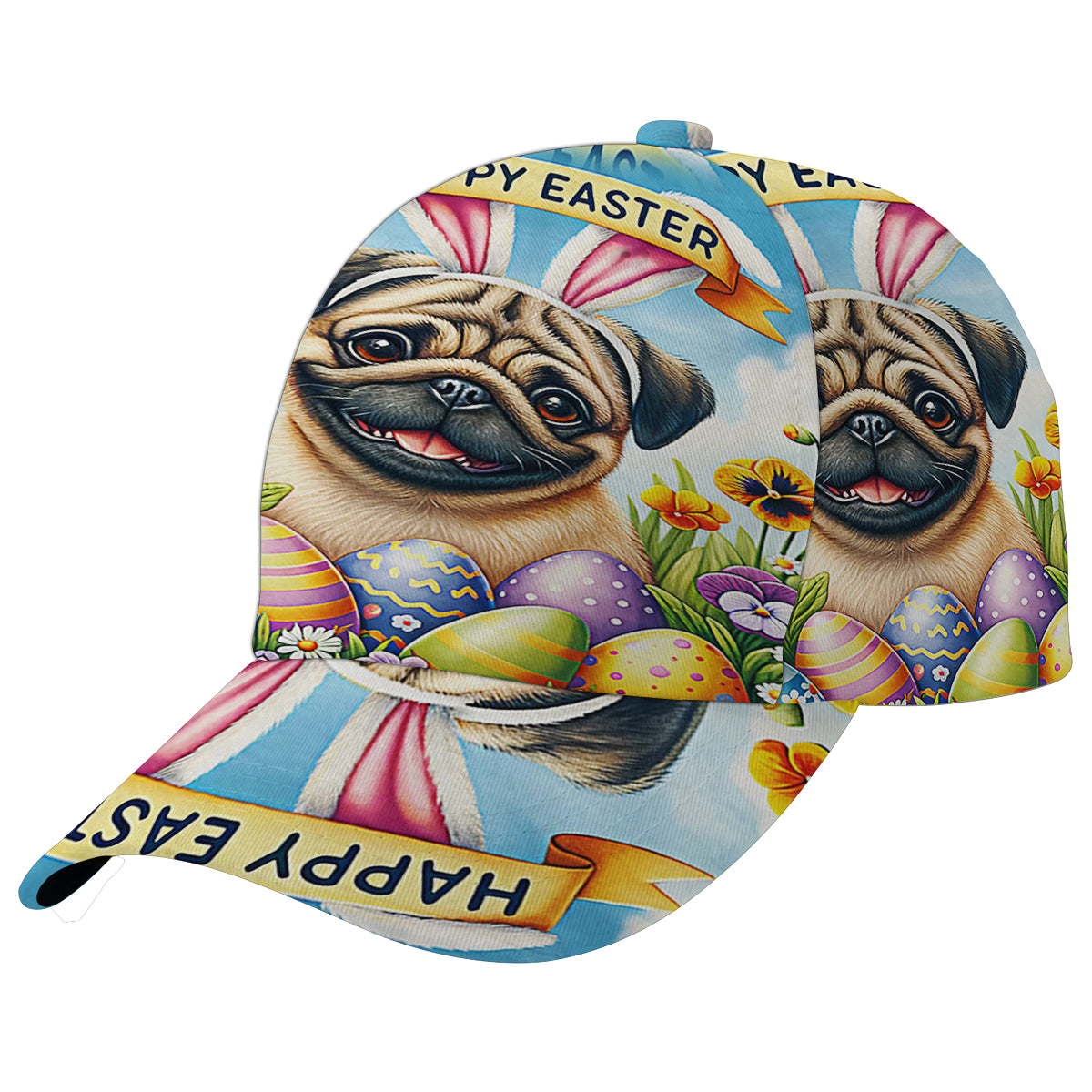 Pug Dog Happy EaStr Baseball Cap Hat