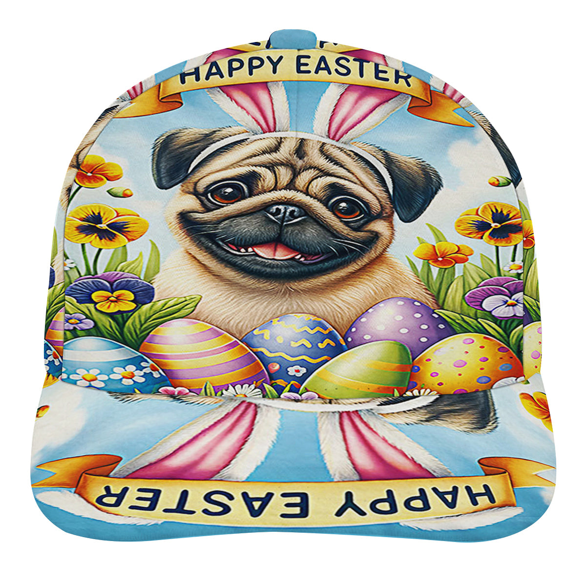 Pug Dog Happy EaStr Baseball Cap Hat