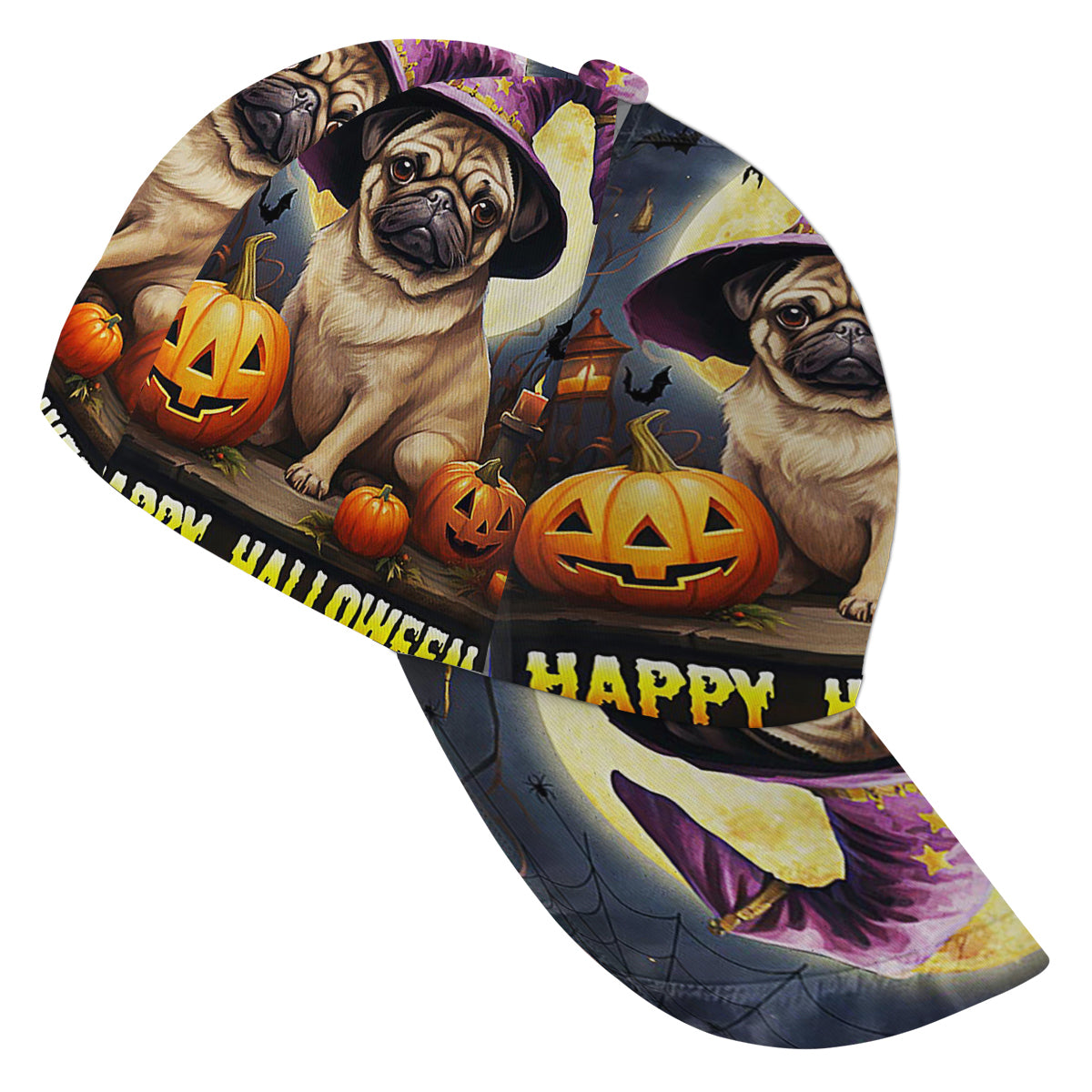 Pug Dog Happy Halloween Baseball Cap Hat