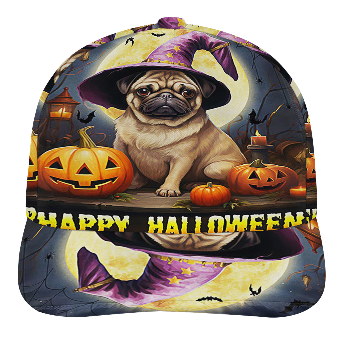 Pug Dog Happy Halloween Baseball Cap Hat