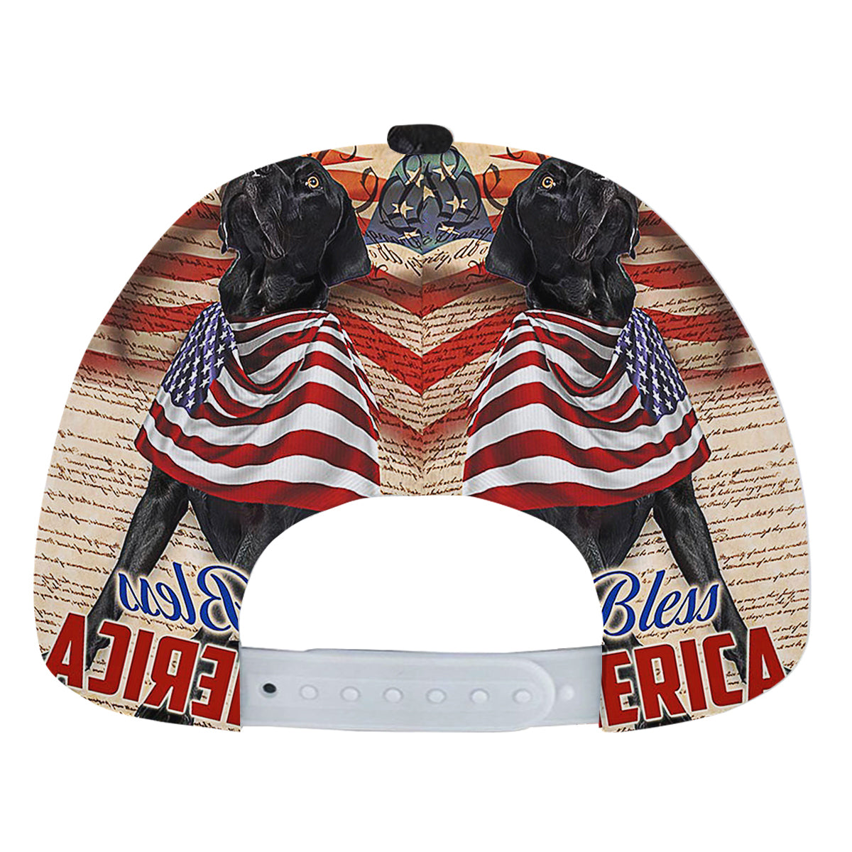 Patriotic Black Labrador Retriever Dog 4th Of July God Bless America Baseball Cap Hat
