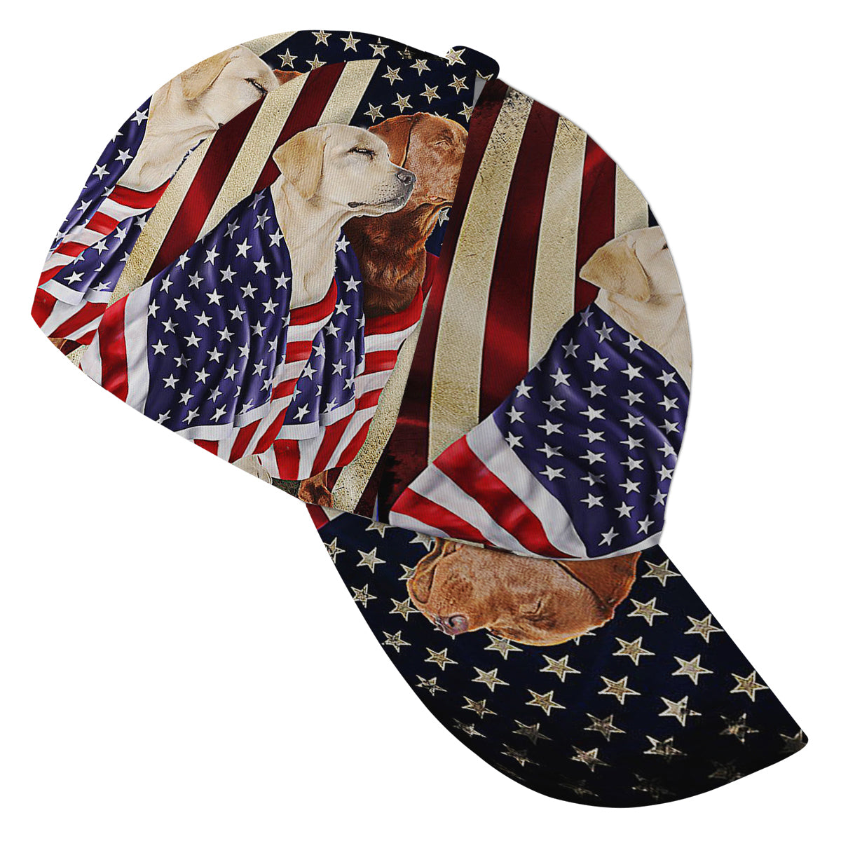 Yellow And Red Fox Labrador Retriever American flag Patriot With Lovely Retrievers Dog Baseball Cap Hat
