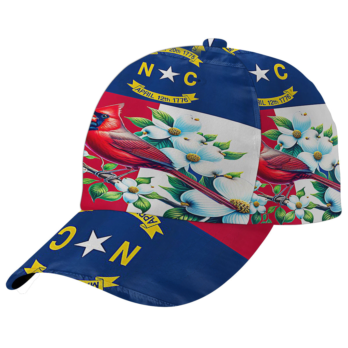 North Carolina Stte Bird and Flower Cardinal and Dogwood Flower Baseball Cap Hat