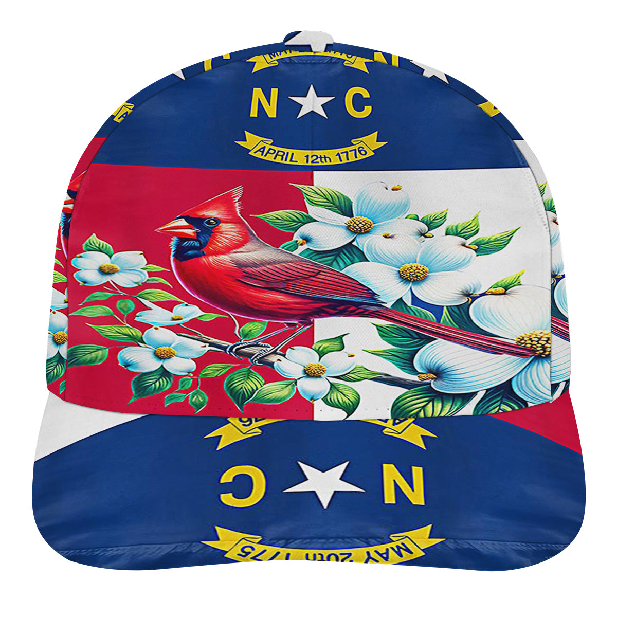 North Carolina Stte Bird and Flower Cardinal and Dogwood Flower Baseball Cap Hat