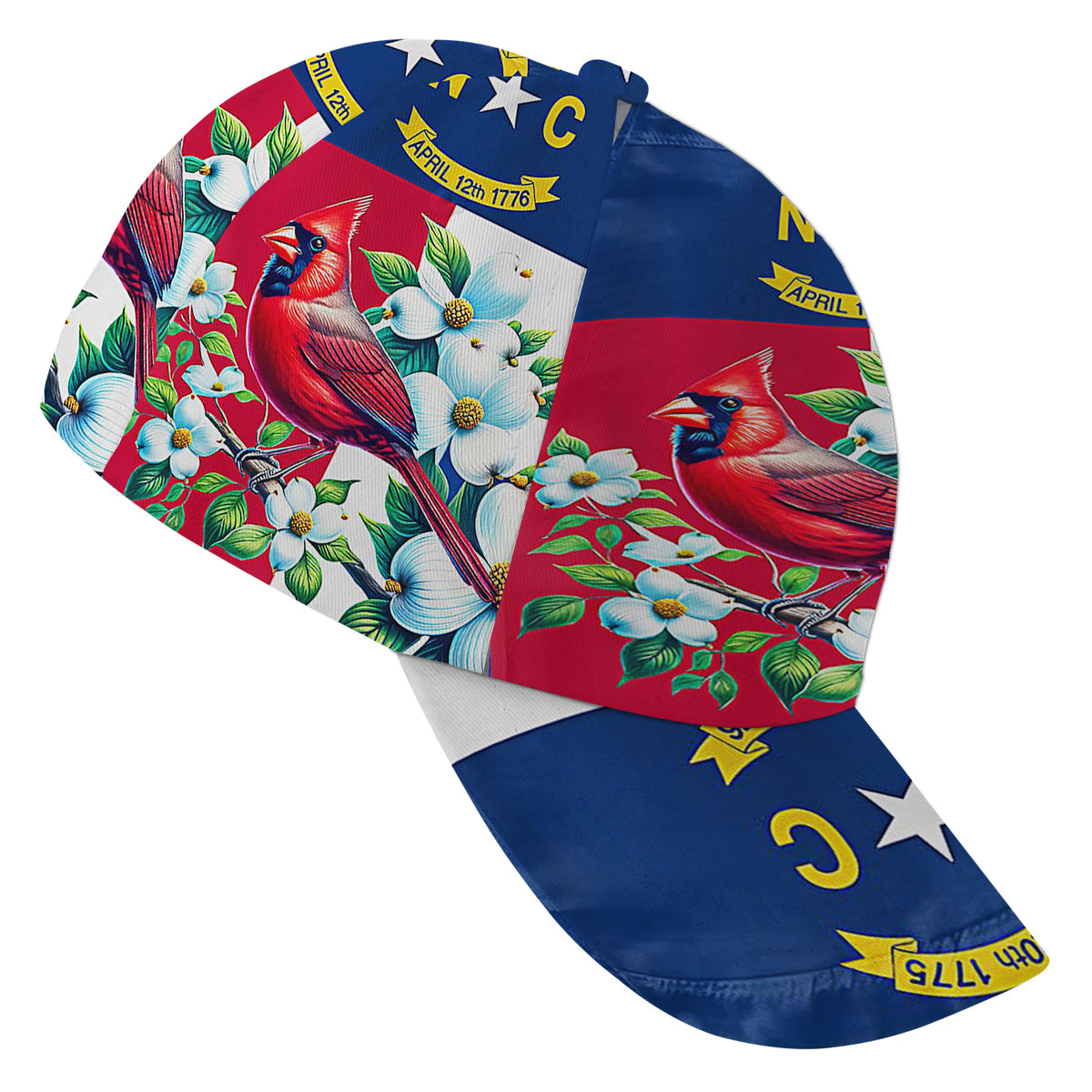North Carolina Stte Bird and Flower Cardinal and Dogwood Flower Baseball Cap Hat