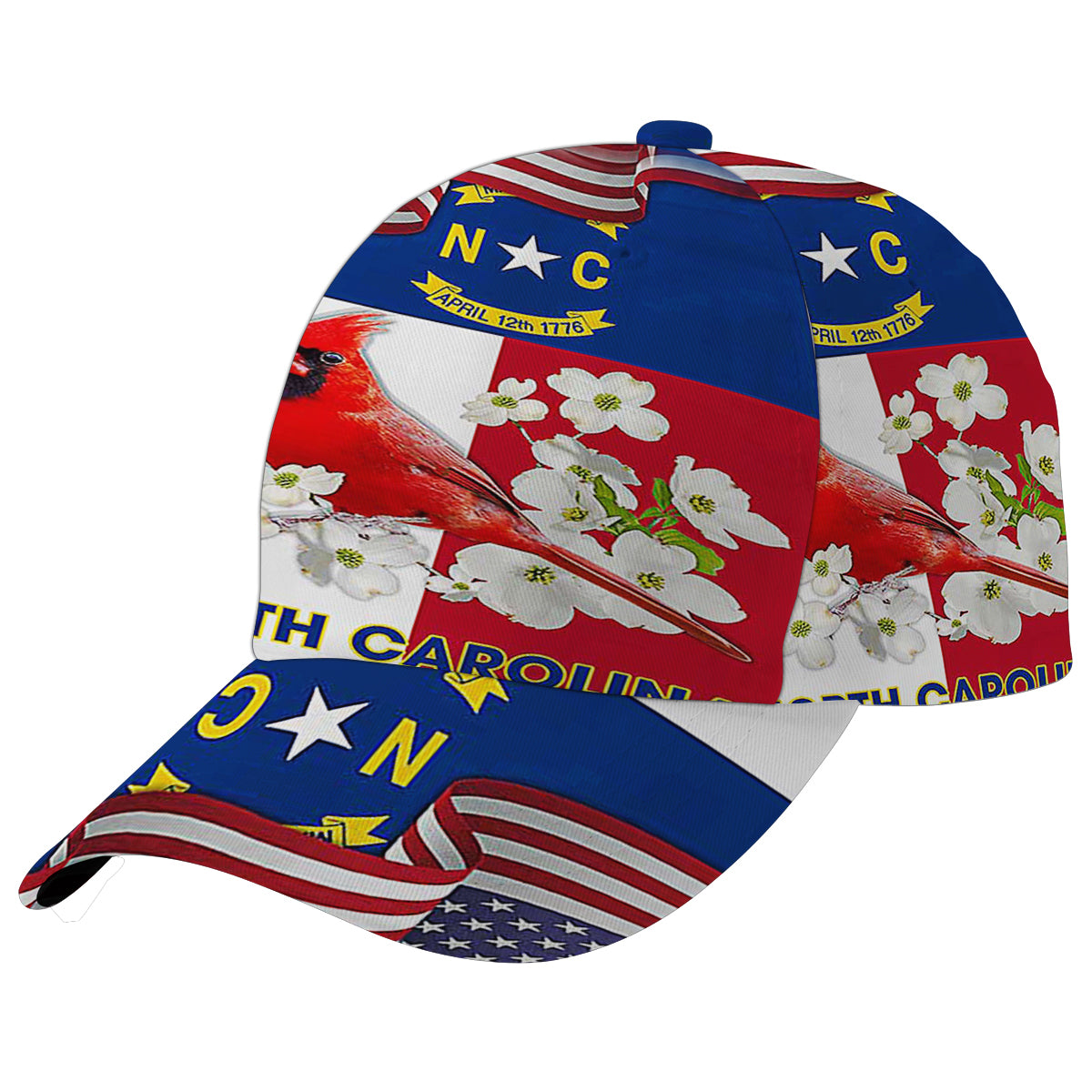 North Carolina Stte Dogwood Flower and Cardinal Baseball Cap Hat