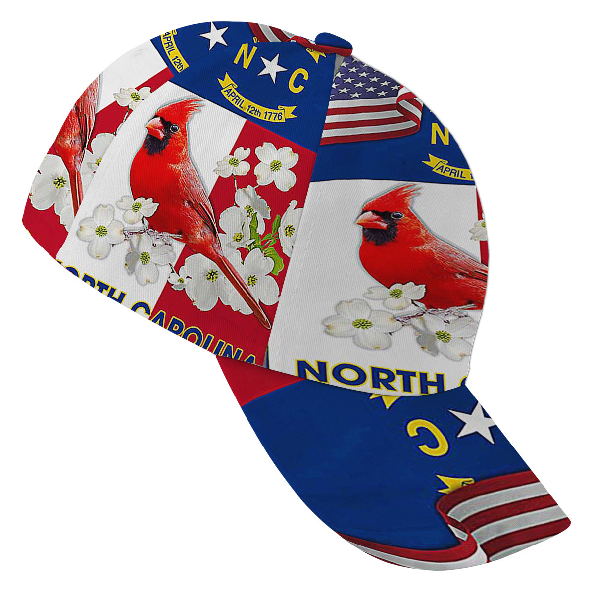 North Carolina Stte Dogwood Flower and Cardinal Baseball Cap Hat